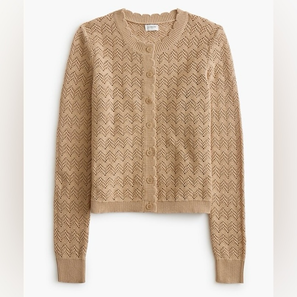 J. Crew Scalloped pointelle cardigan sweater - Picture 1 of 6